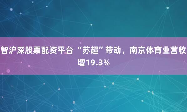 智沪深股票配资平台 “苏超”带动，南京体育业营收增19.3%